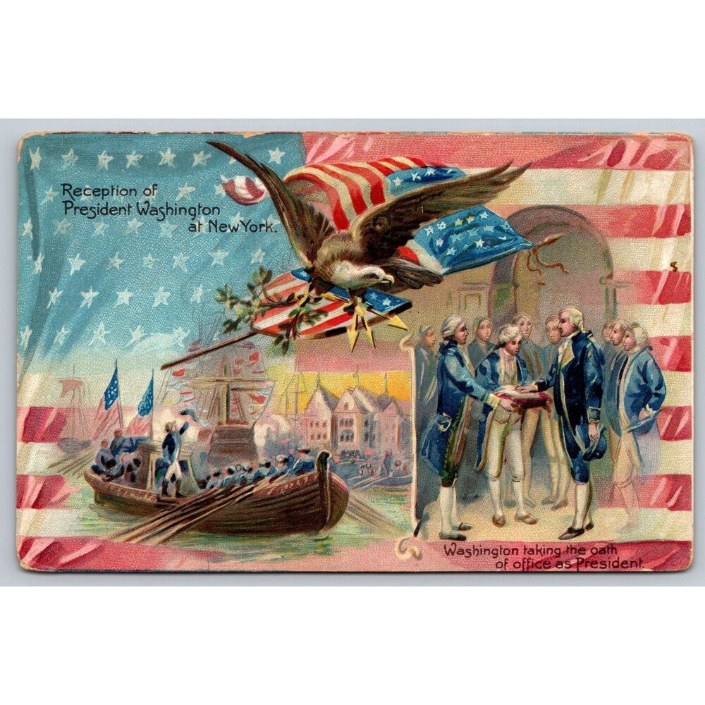 Vtg Raphael Tuck Postcard Series 124 George Washington Reception NY Oath Office